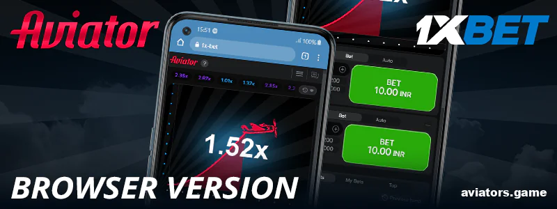 Browser version of 1xBet Aviator app for Indian players