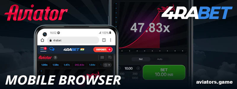 Browser version of 4rabet Aviator app for Indian players
