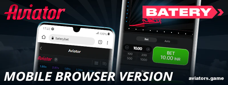 Browser version of Batery Aviator app for Indian players