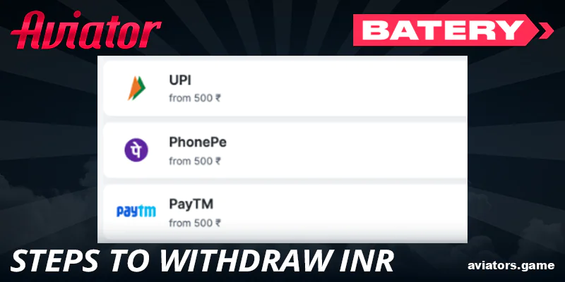 How to withdraw at Batery Aviator for Indians