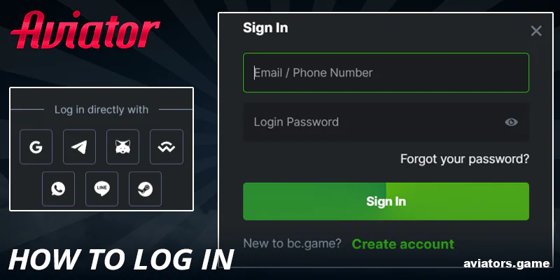 How to log in to your BC.Game Aviator India account