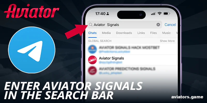 Type Aviator Signals in the search bar