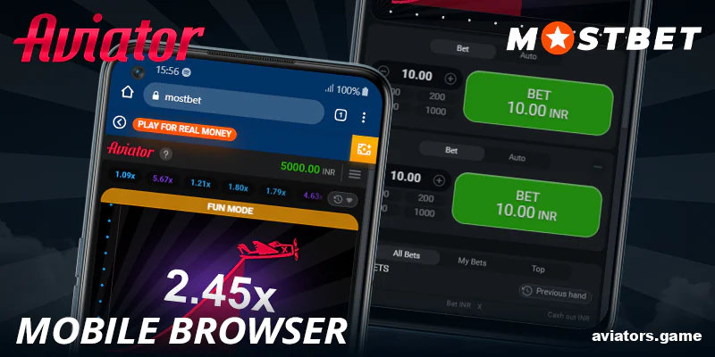 Browser version of Mostbet Aviator app for Indian players