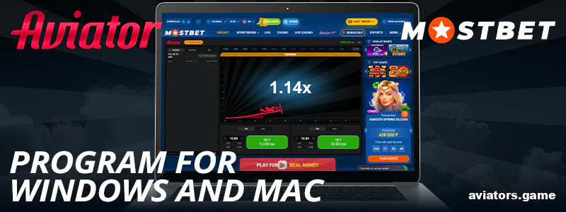 Desktop version of Mostbet Aviator app for Indians