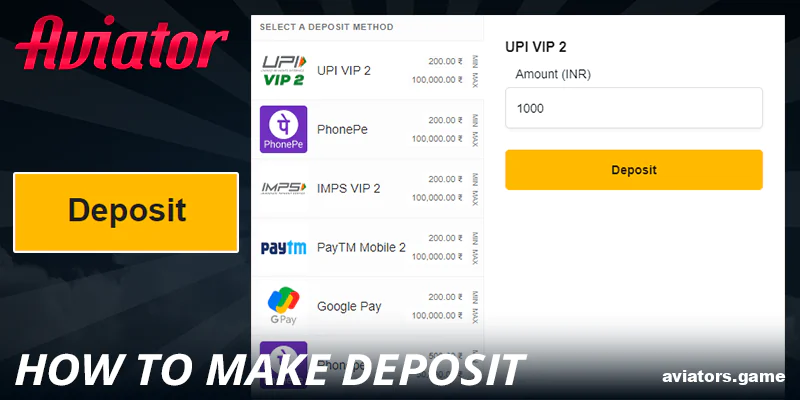 How to deposit in Rajabets Aviator for Indians