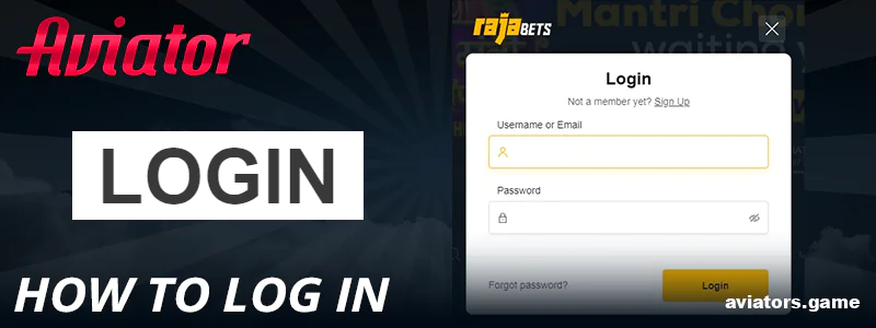 How to log in to your Rajabets Aviator India account