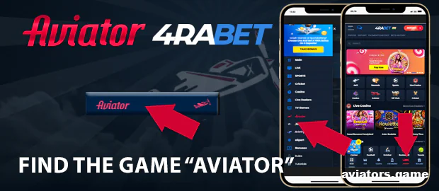 Find the Aviator game in the 4rabet app