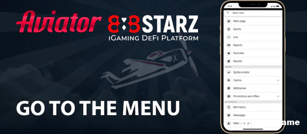 Go to the 888starz website menu