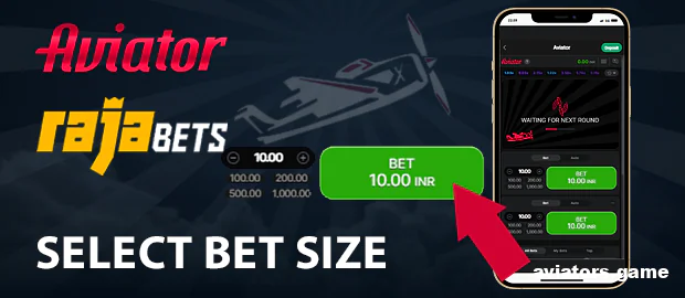 Select the bet size in the Aviator game