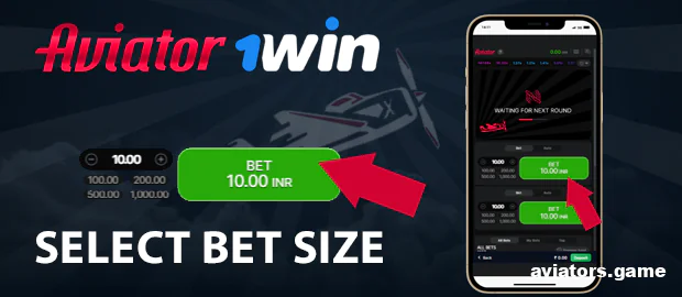 Select the bet size in the Aviator game