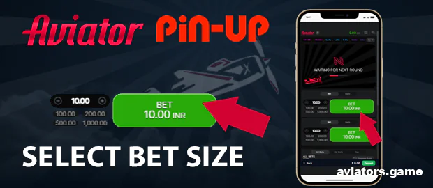 Select the bet size in the Aviator game