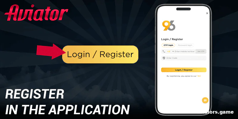 Register with 96in Aviator India mobile app