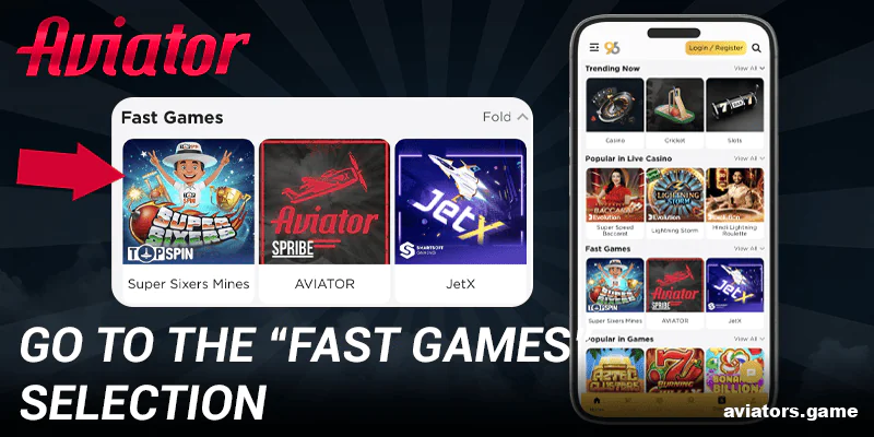 Quick Games section in 96in Aviator India mobile app