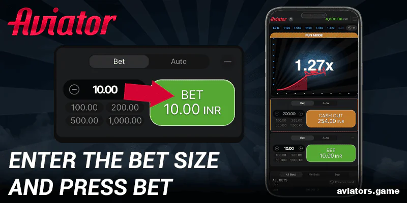 Confirm your bet in the Aviator game in the 96in mobile app