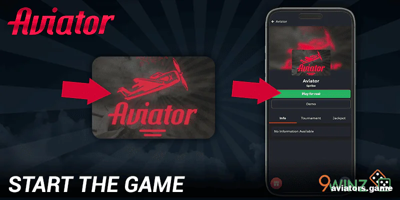 Find and start the Aviator game in the 9winz app