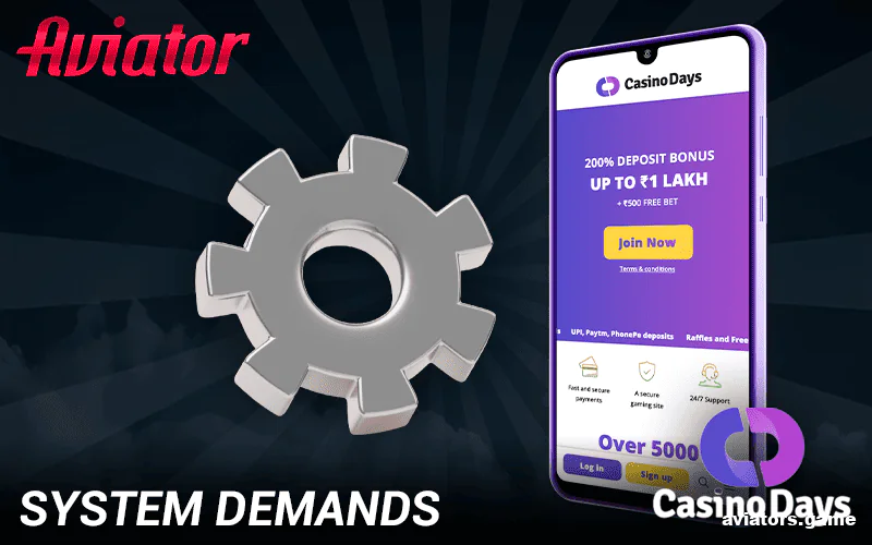 System requirements and specifications of Casino Days Aviator application for mobile devices