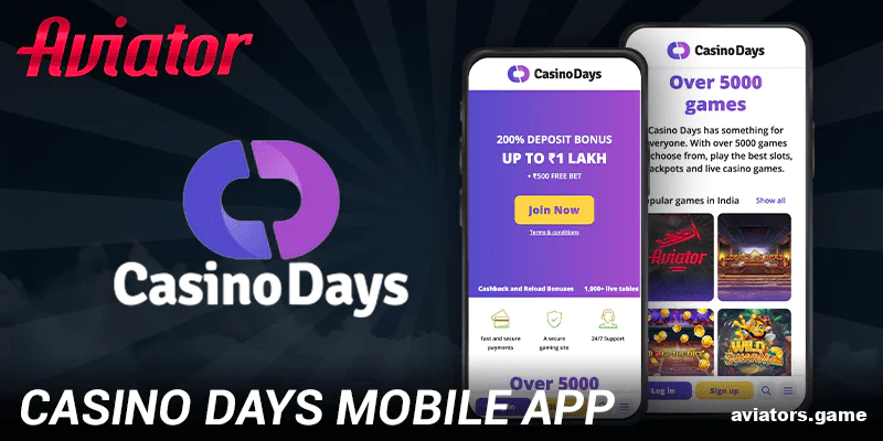 Casino Days mobile betting app for India for Android and iOS devices