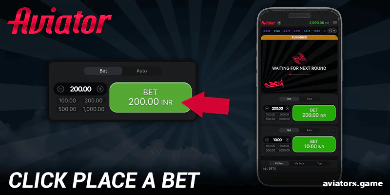 Place a bet on the Aviator game in the Exchmarket app