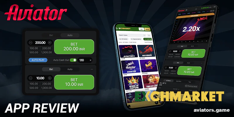 Exchmarket Aviator mobile app interface