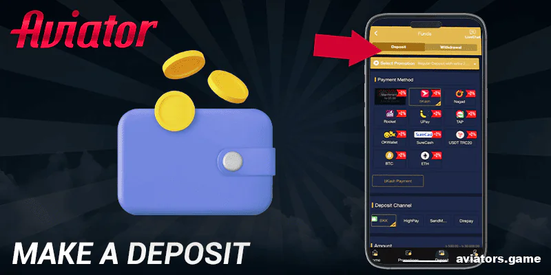 Make a deposit in the Mega Casino World app