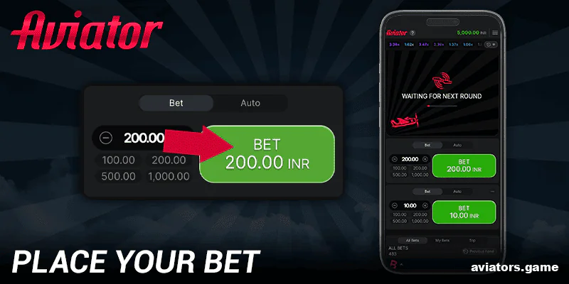 Enter the amount and place a bet in the Aviator game in the Mr Bit app