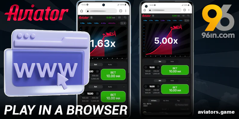 Browser version of 96in Aviator app for India