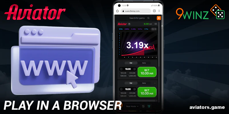 Browser version of 9winz Aviator app for India