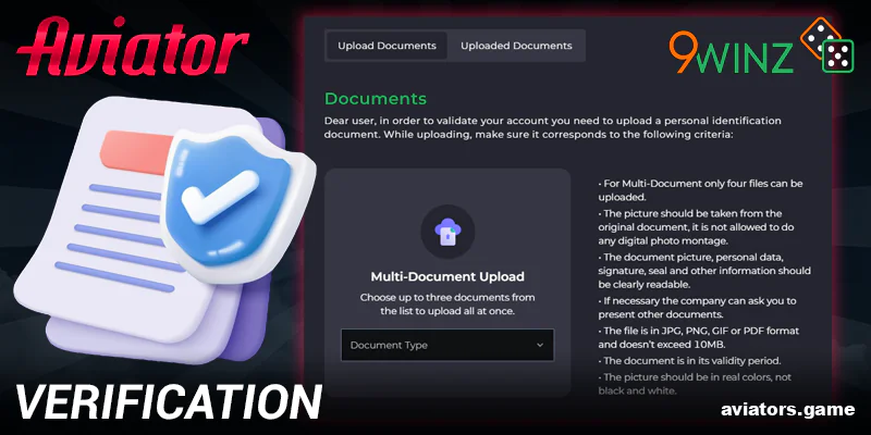 Verification at 9winz Aviator India