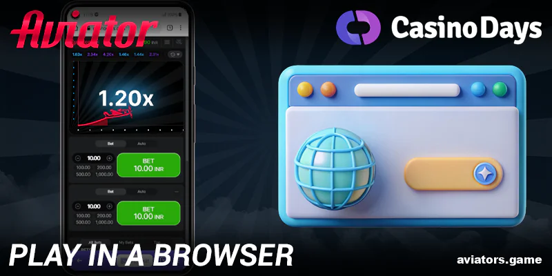 Browser version of Casino Days Aviator app for India