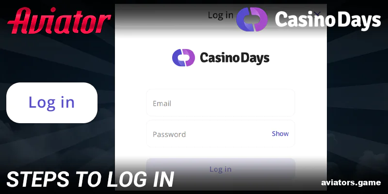 How to log in to your Casino Days Aviator India account