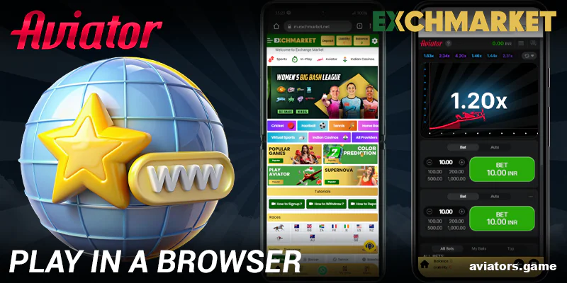 Browser version of Exchmarket Aviator app for India