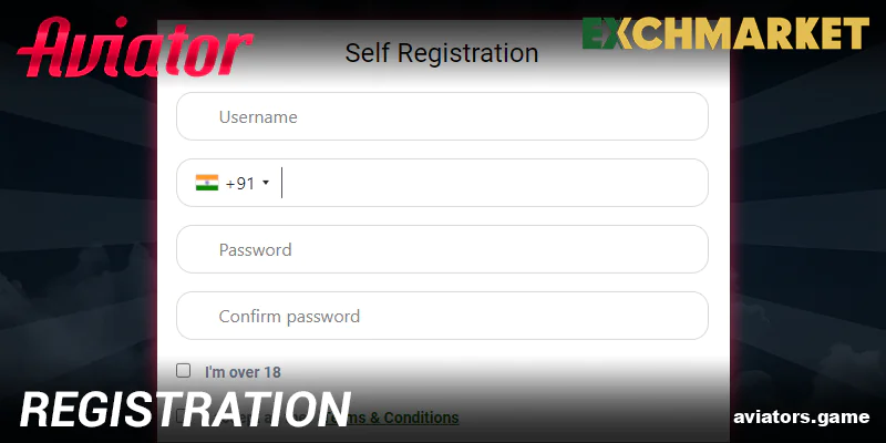 Create an account at Exchmarket Aviator India