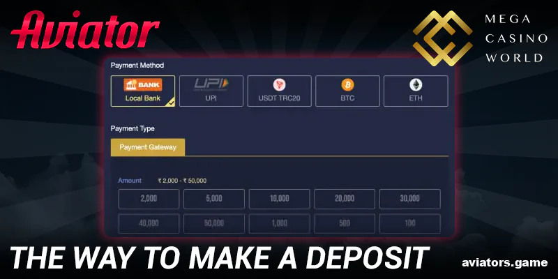 Mega Casino World Aviator deposit instructions for Indians