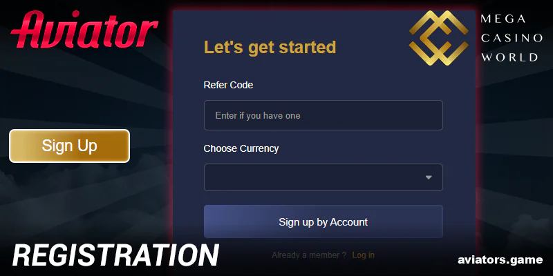 Create an account at Mega Casino World Aviator India