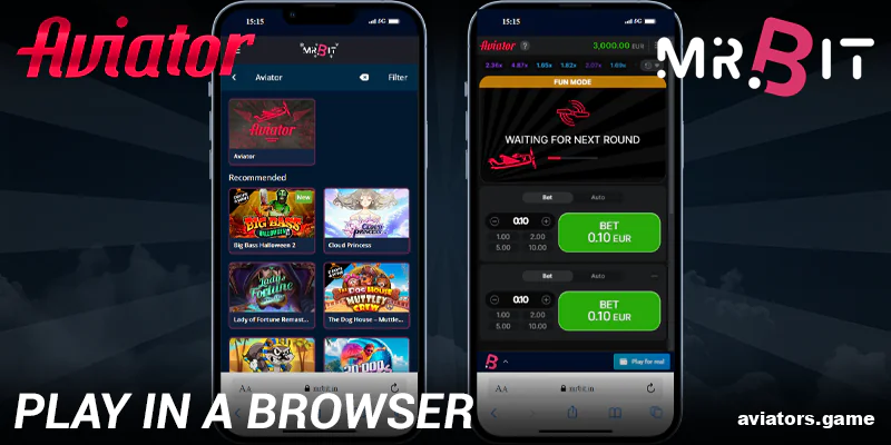 Browser version of Mr Bit Aviator app for India