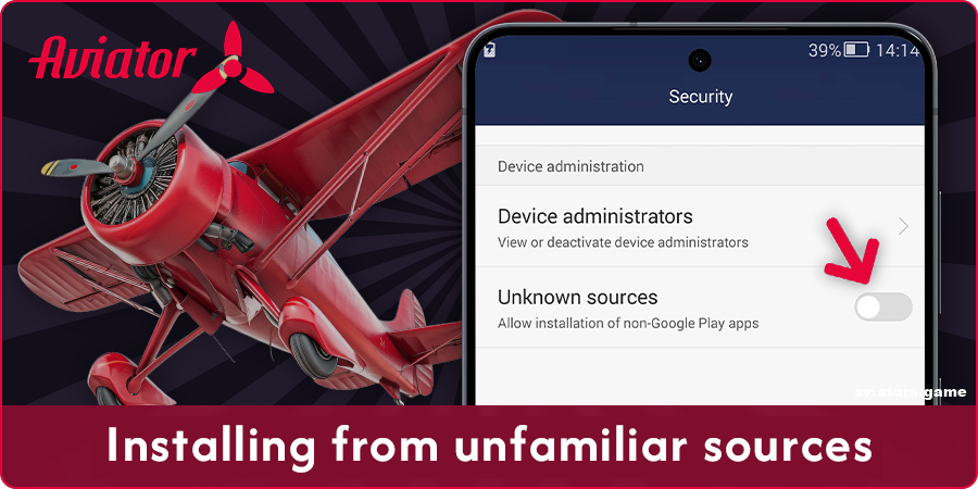 Permission to install the Aviator mobile app for Android