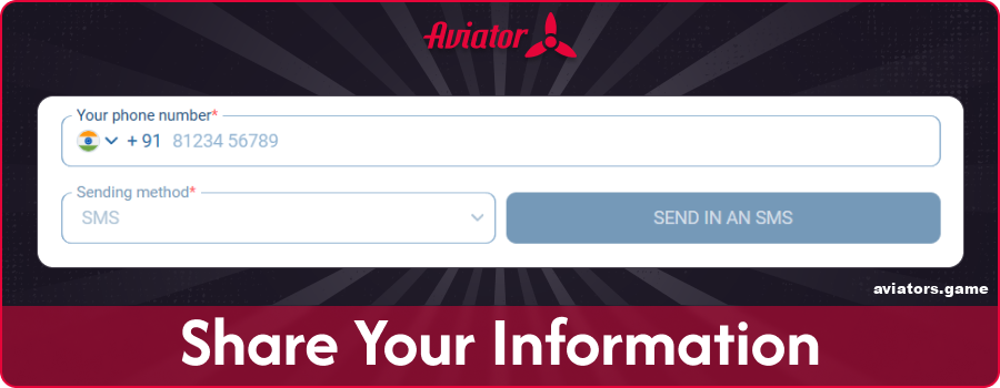 Enter your information in Aviator IN