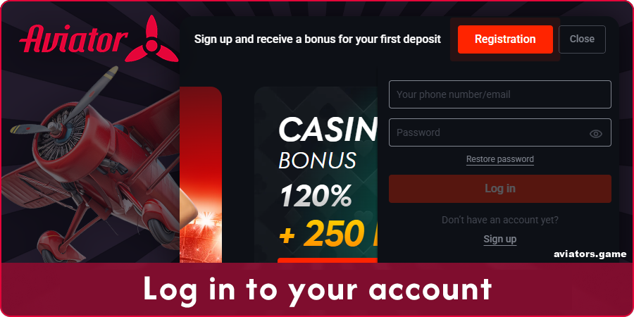 Log in to your casino account to play Crash Aviator
